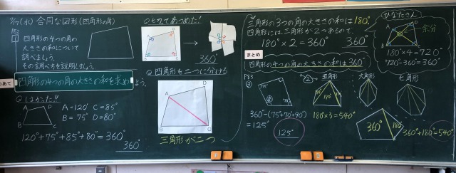 算数 合同な図形 三角形の角 黒板log